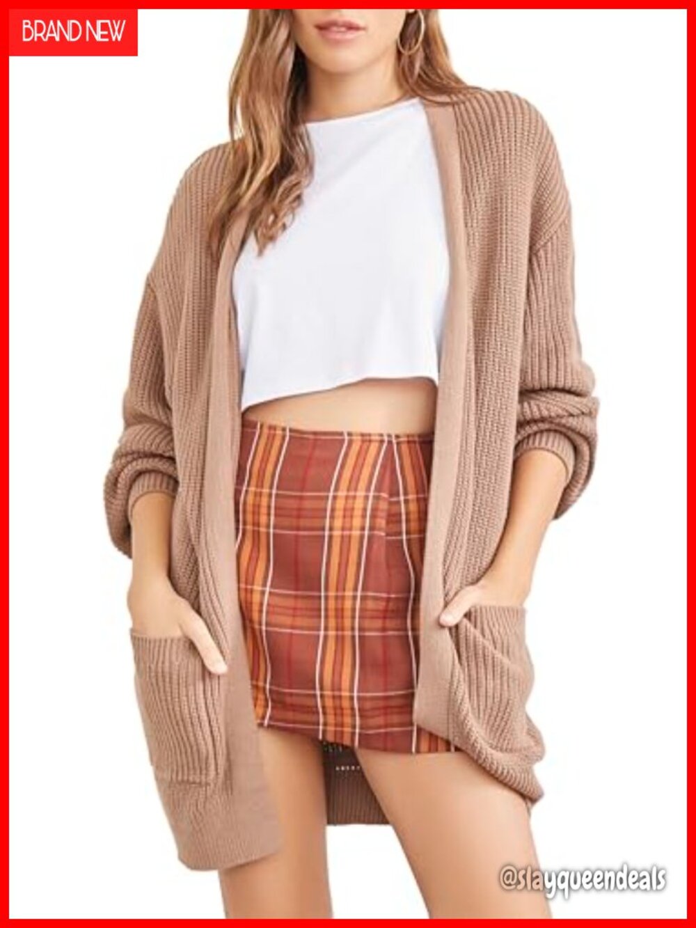 Plaid High-Rise Skort Polyester Rayon Active Skirt